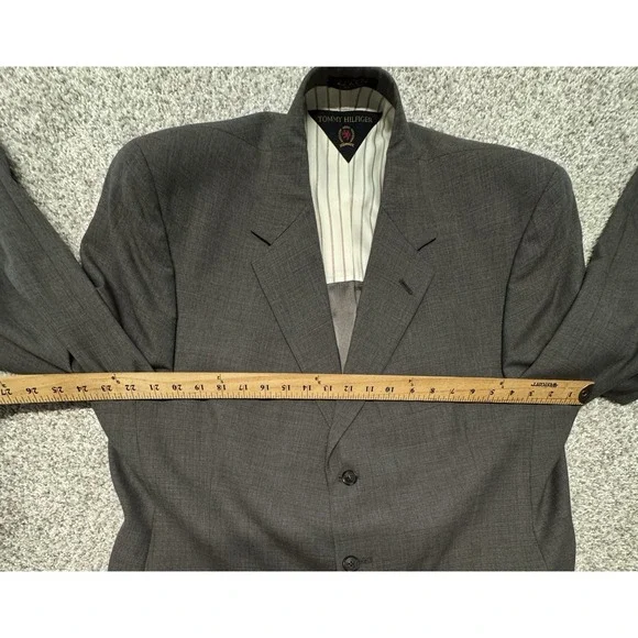 Tommy Hilfiger Suit Mens 48 Long Pants 40x31 Gray Vintage Double Breasted